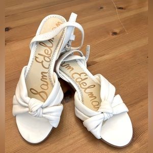 Sam Edelman white sandals small kitty block heel